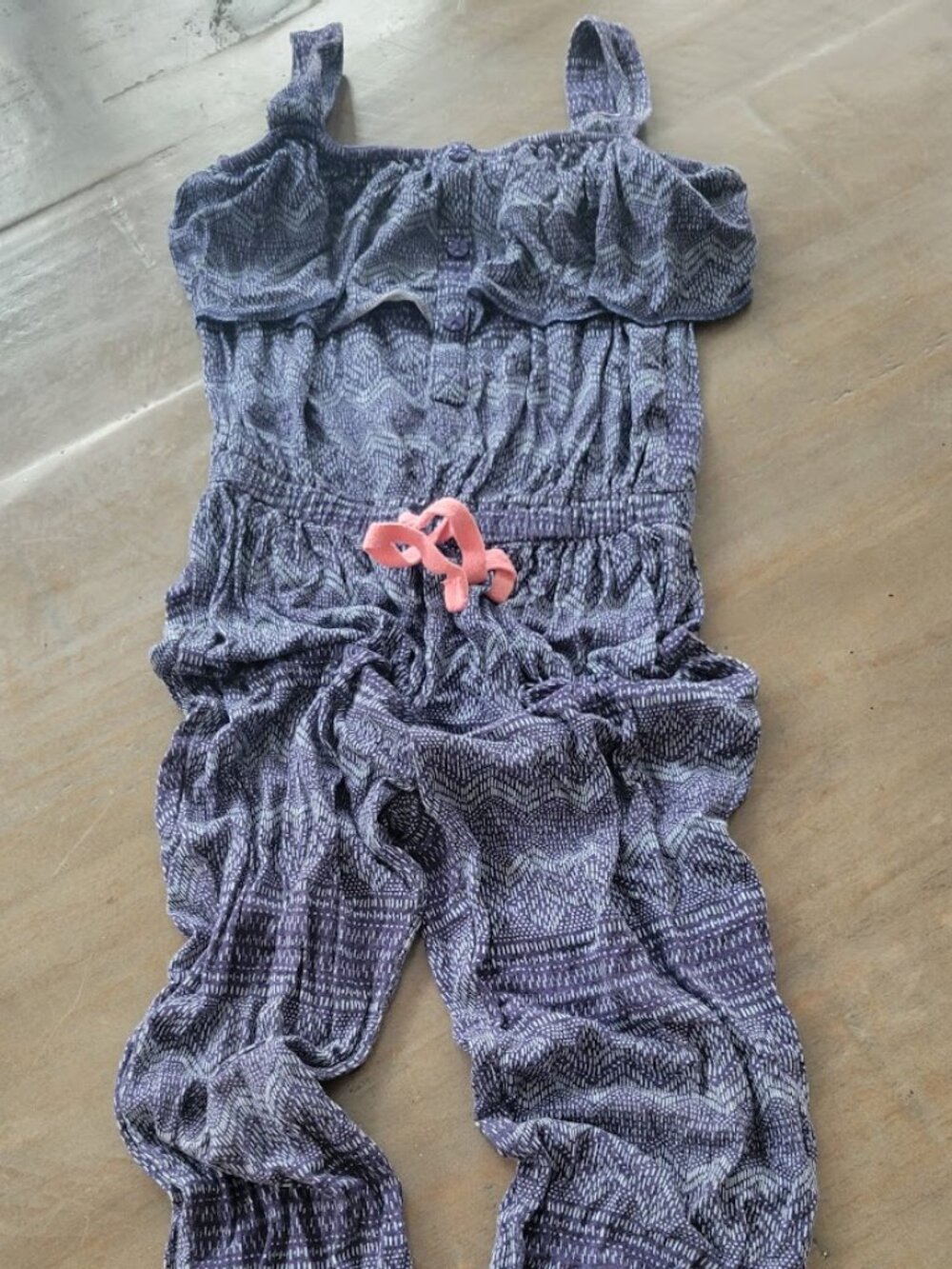 Girl's Sleeveless Long Pants Romper, Blue, Size 5